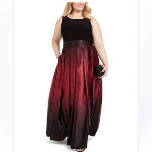 SLNY Black and Burgundy Maxi Dress